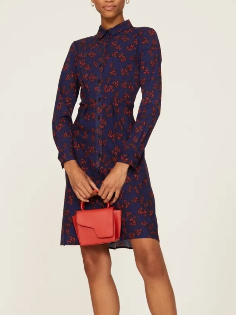 Thakoon Navy Dress with Red Floral Print
